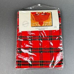 Belvedere Sierra Collection Red Plaid Tablecloth 52x52 Square Cotton Vintage